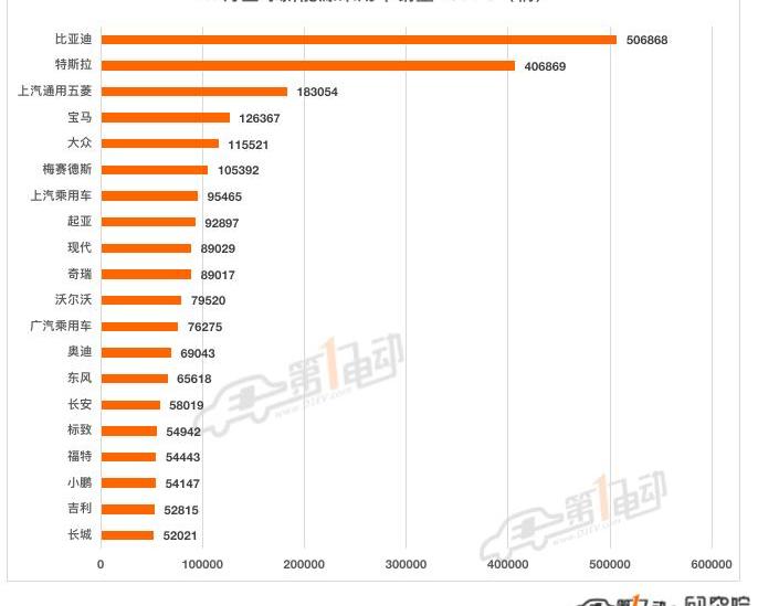 BYD, Tesla, Volkswagen, Chery, BMW